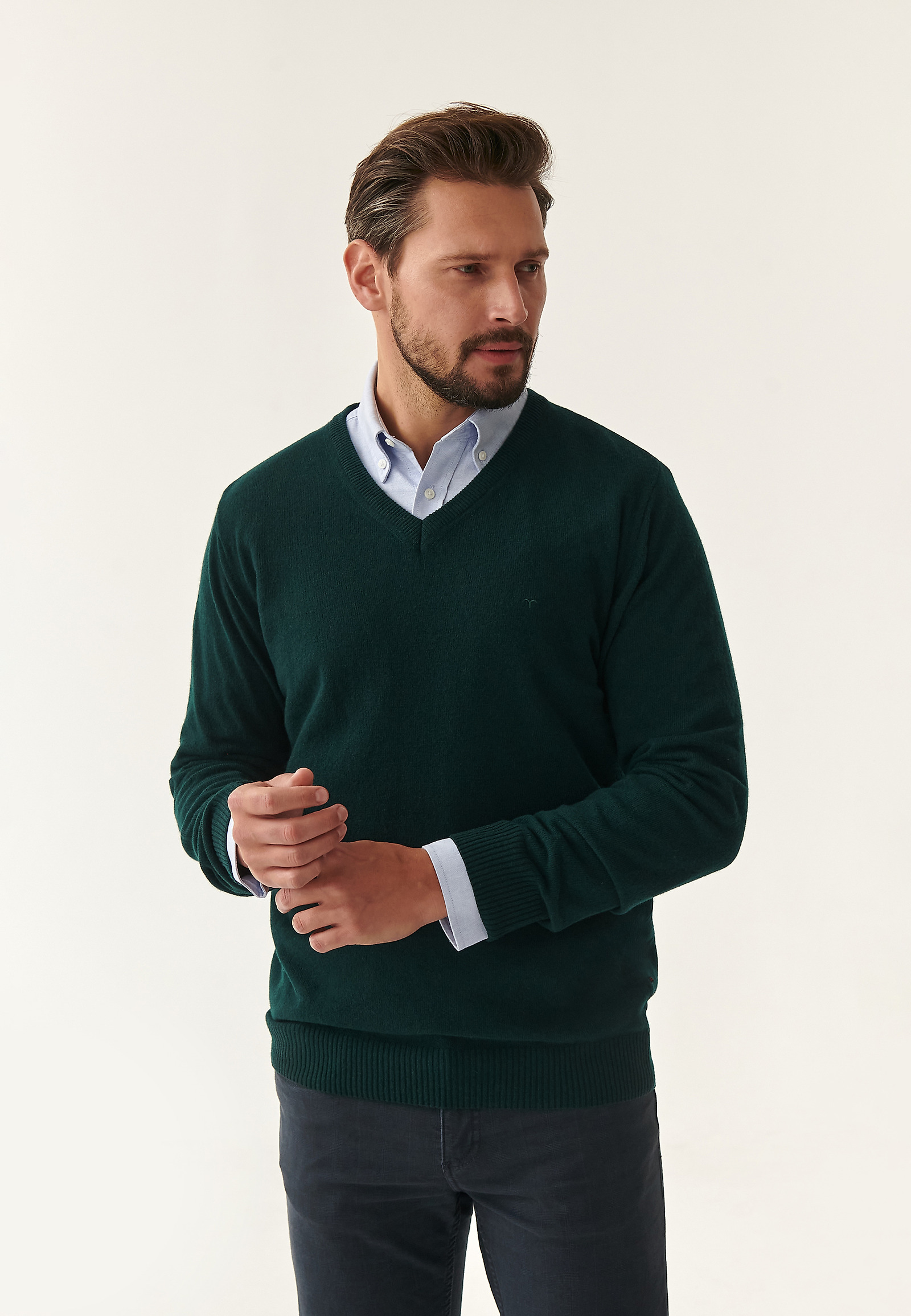 WEŁNIANY SWETER MĘSKI MARK 1 WEŁNIANY SWETER MĘSKI MARK 1 ZIELONY 83180