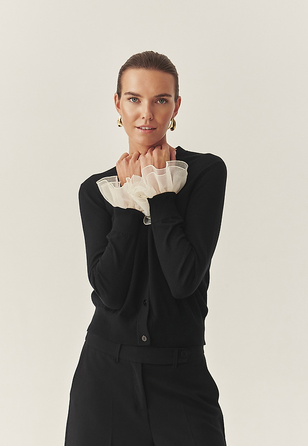 WOMEN'S JUMPER WITH DETACHABLE CUFFS - ELIZABETH WOMEN'S JUMPER WITH DETACHABLE CUFFS - ELIZABETH BLACK 1