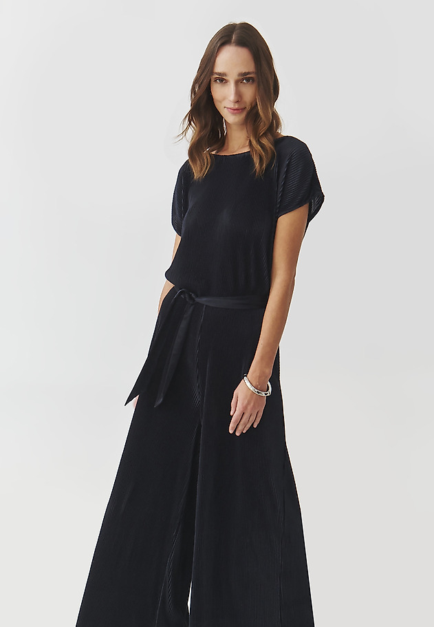 ELEGANT LADIES' JUMPSUIT WITH WIDE LEGS AND PLEATING — MILOU ELEGANT LADIES' JUMPSUIT WITH WIDE LEGS AND PLEATING — MILOU GRANATOWY 1
