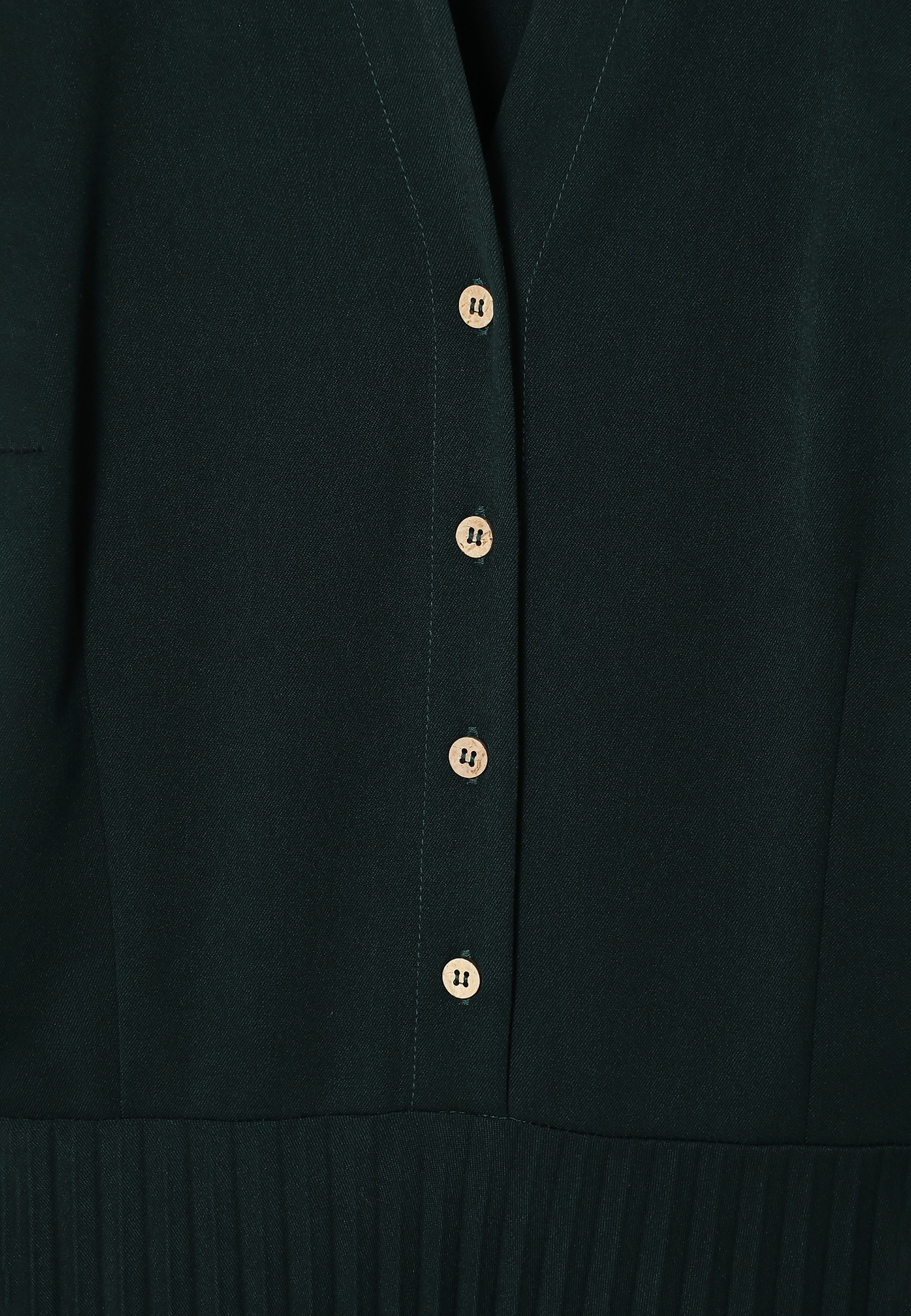 FABRIC DRESS WITH COLLAR AND PLEATED BOTTOM NOKA color GREEN FABRIC DRESS WITH COLLAR AND PLEATED BOTTOM NOKA color GREEN