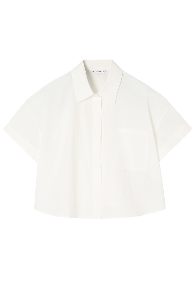 COTTON SHORT-CUT SHIRT - PANAMA COTTON SHORT-CUT SHIRT - PANAMA BIAŁY 5