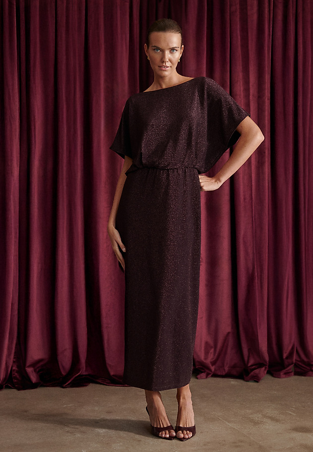 LONG DRESS WITH METALLIC SHINE - KATIE LONG DRESS WITH METALLIC SHINE - KATIE RED 1