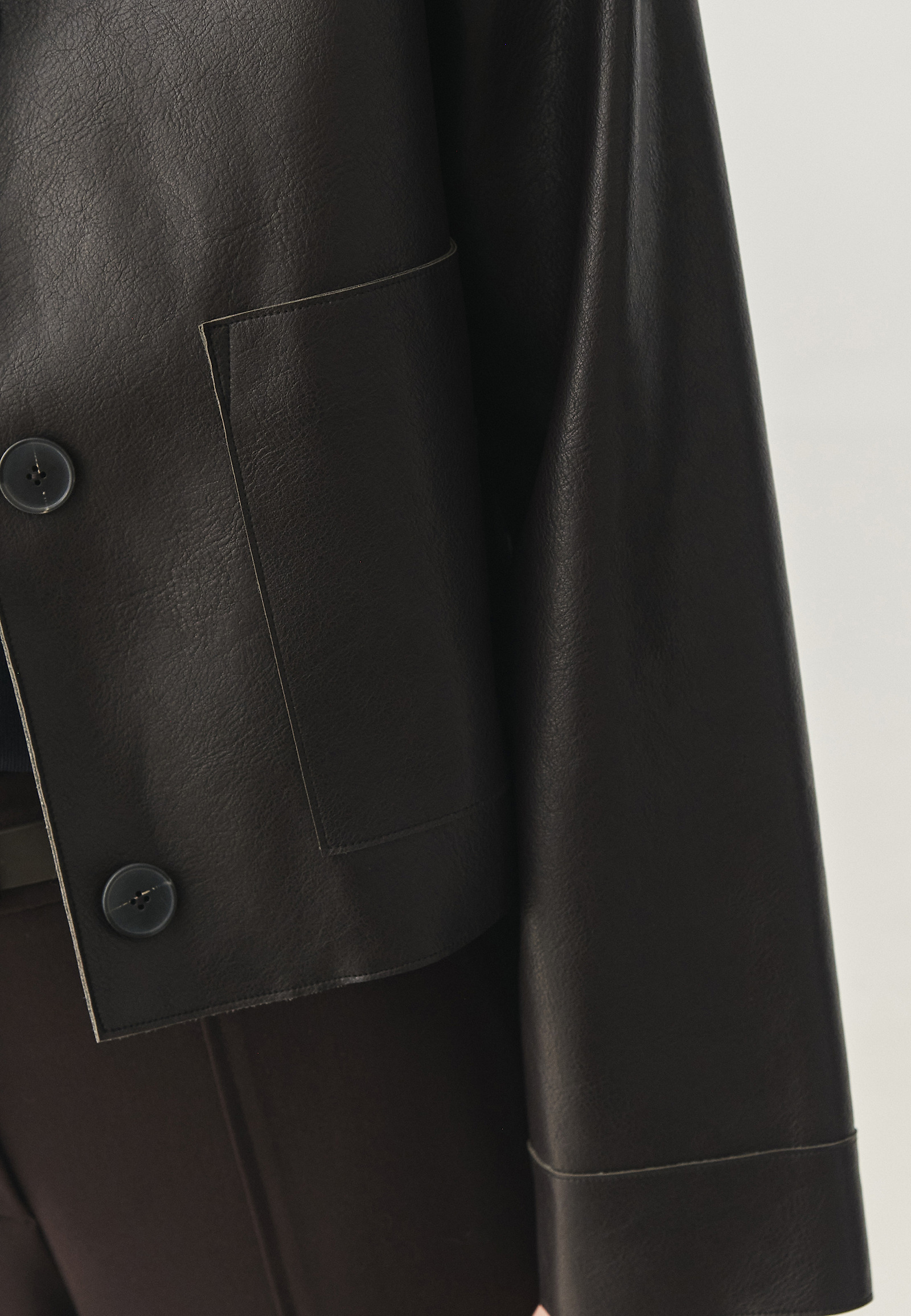 CHOCOLATE IMITATION LEATHER JACKET - BOXA CHOCOLATE IMITATION LEATHER JACKET - BOXA BROWN 114722