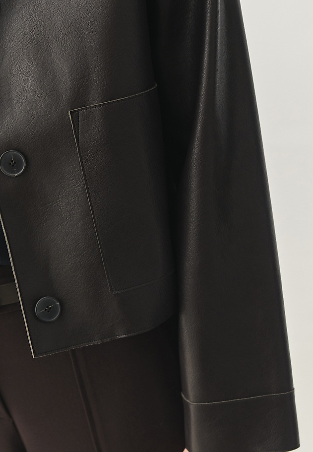 CHOCOLATE IMITATION LEATHER JACKET - BOXA CHOCOLATE IMITATION LEATHER JACKET - BOXA BROWN 5