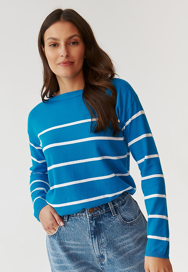 LADIES’ LOOSE STRIPED SWEATER - DROP 1 LADIES’ LOOSE STRIPED SWEATER - DROP 1 NIEBIESKI 1