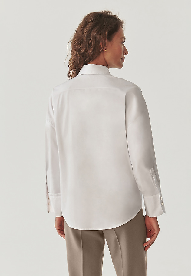 LADIES’ COTTON SHIRT WITH DECORATIVE BUTTONS - ANTARES LADIES’ COTTON SHIRT WITH DECORATIVE BUTTONS - ANTARES BIAŁY 5