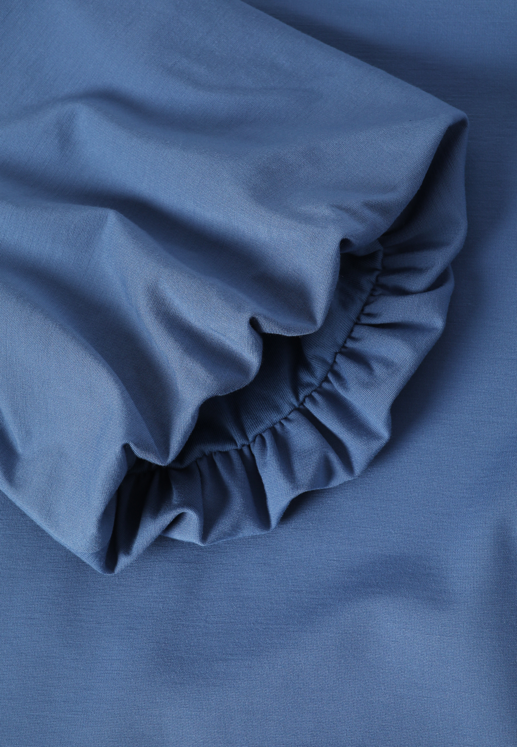 DZIANINOWA SUKIENKA Z BUFIASTYM RĘKAWEM - TAWA NIEBIESKI 2