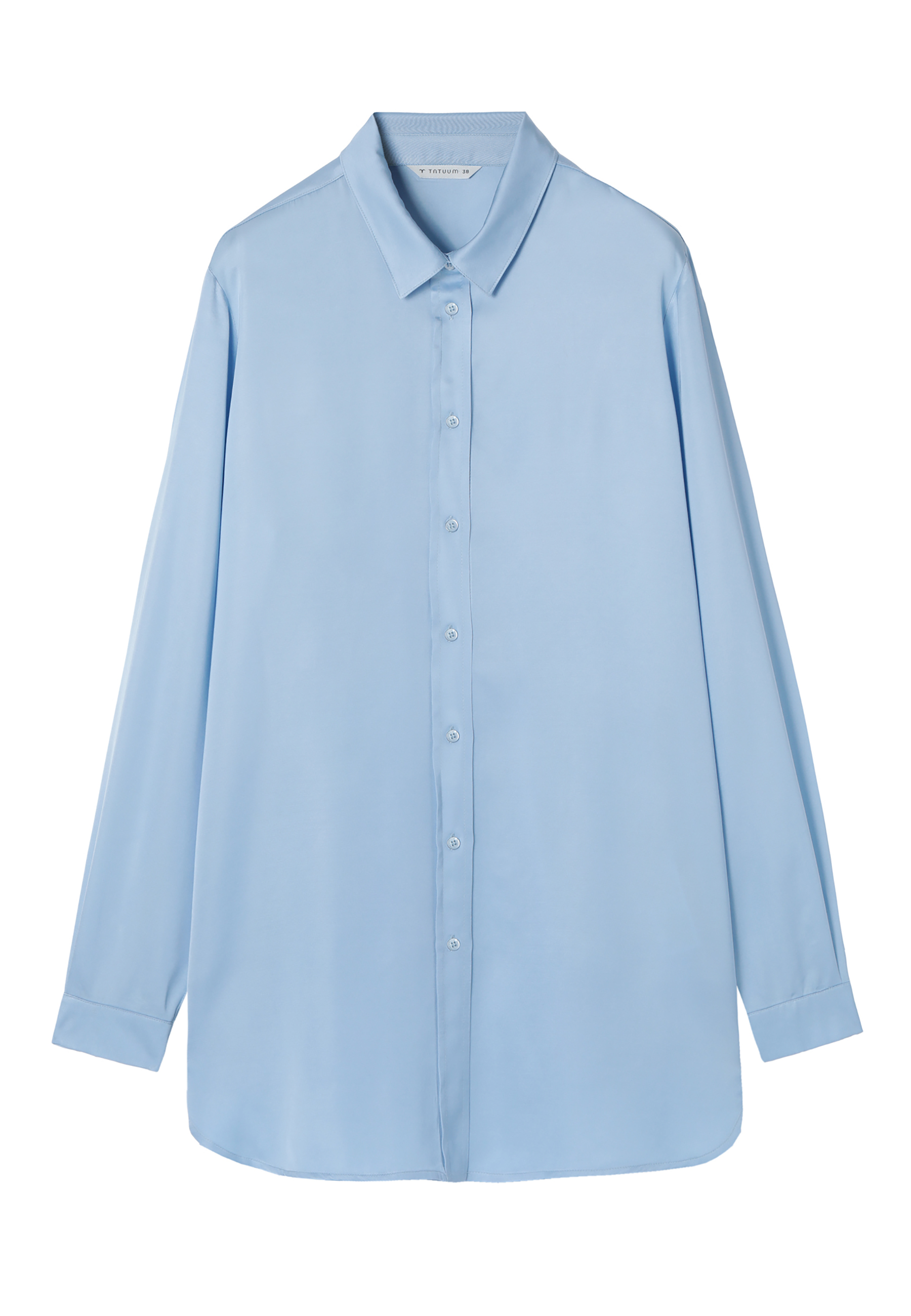 CĂMAȘĂ DE DAMĂ LUNG DIN SATIN DE VISCOZĂ TREALIA ALBASTRU 2