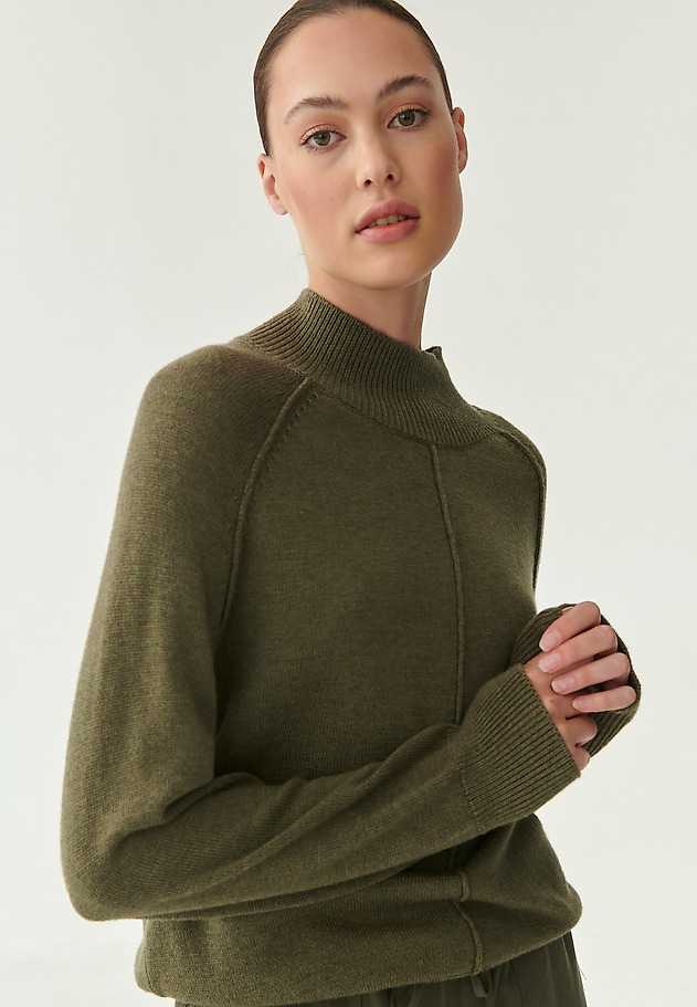 LADIES' MOCK TURTLENECK SWEATER ARMEA LADIES' MOCK TURTLENECK SWEATER ARMEA KHAKI 1