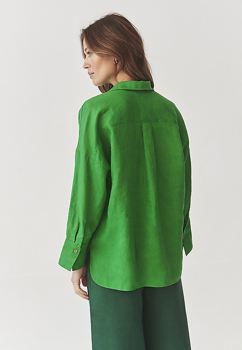 LADIES’ LINEN SHIRT WITH COCONUT BUTTONS - MANDRAGIA 3 GREEN 2