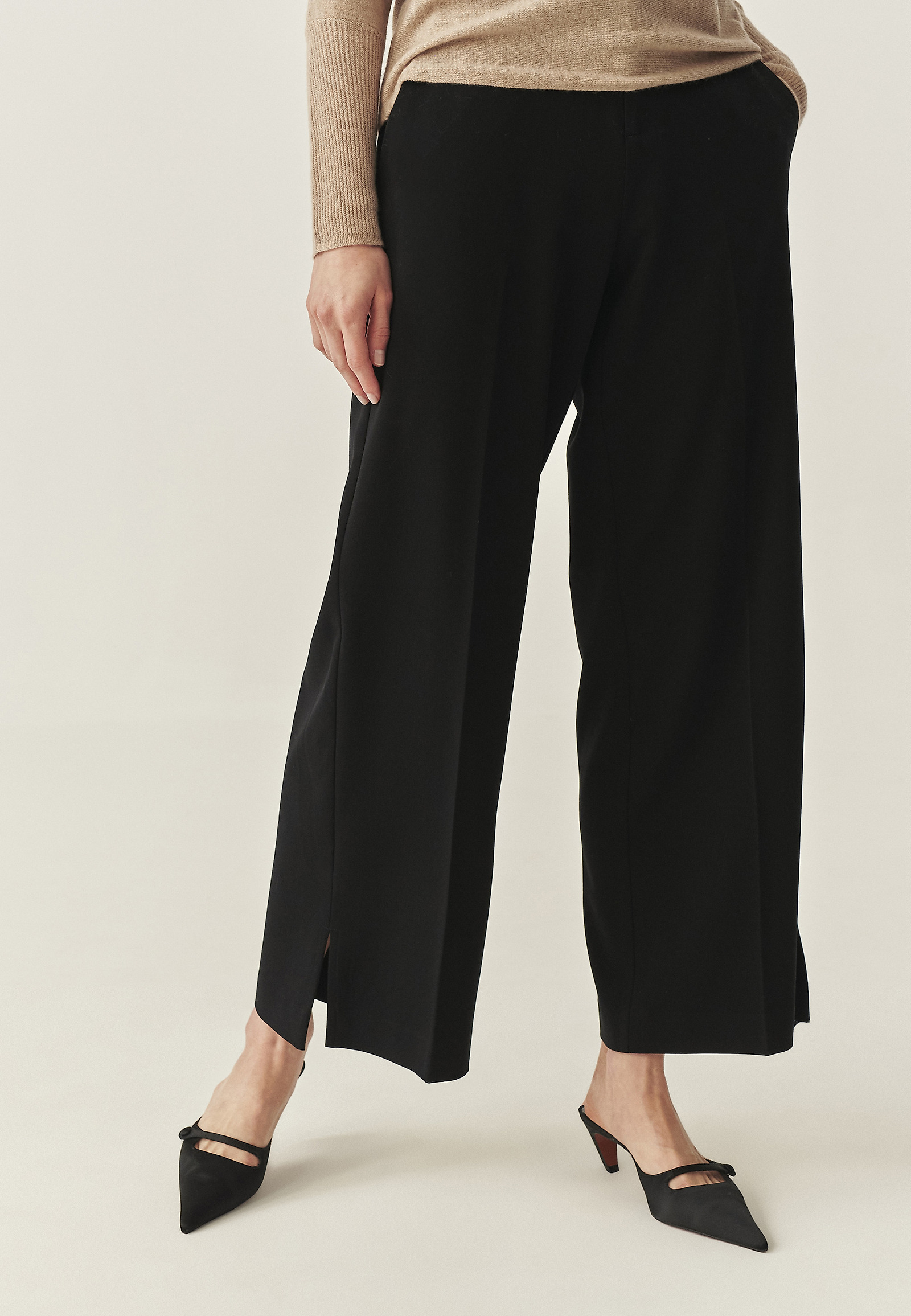 FABRIC TROUSERS WITH WIDE LEG - LUZO FABRIC TROUSERS WITH WIDE LEG - LUZO BLACK 114665