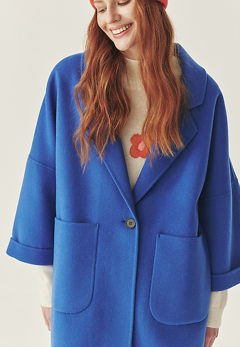 COBALT BLUE WOOL COAT - MISIOLANTA BLUE 2