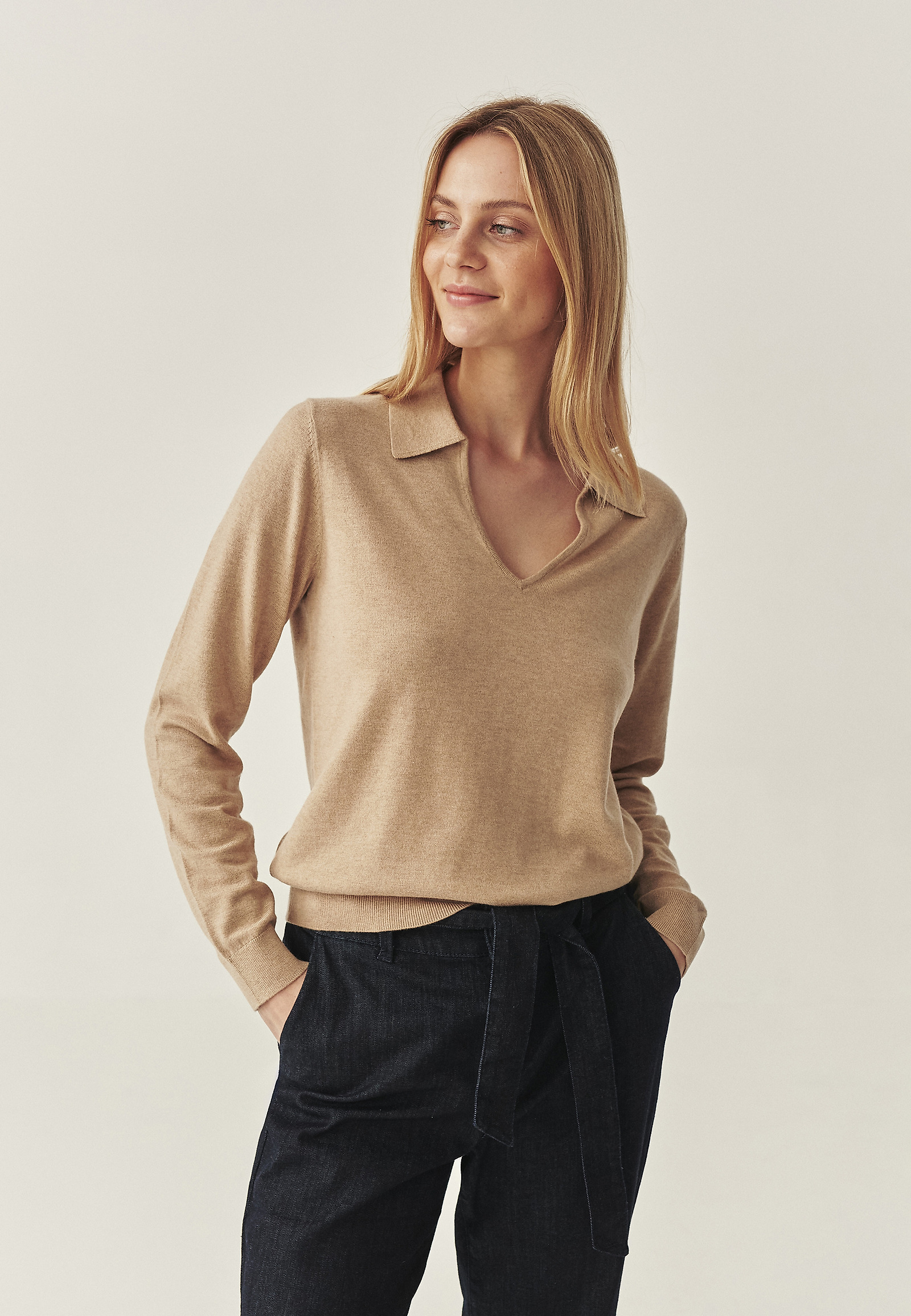 CLASSIC CASHMERE BLEND JUMPER - PALA 1 CLASSIC CASHMERE BLEND JUMPER - PALA 1 BEIGE 114454