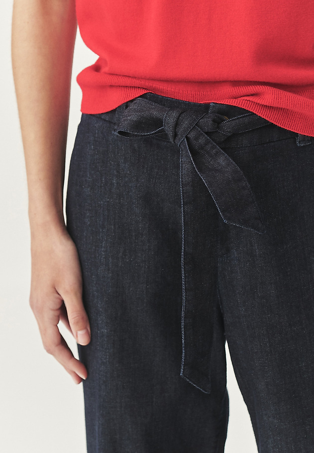PANTALONI DIN DENIM CU CUREA - FARANA PANTALONI DIN DENIM CU CUREA - FARANA ALBASTRU 5