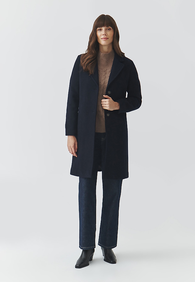 LADIES' FABRIC COAT WITH BELT — NITIKA LADIES' FABRIC COAT WITH BELT — NITIKA GRANATOWY 2