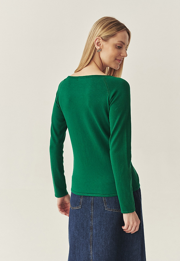 CLASSIC PULLOVER WITH A BOAT NECKLINE - BROOKE CLASSIC PULLOVER WITH A BOAT NECKLINE - BROOKE GREEN 1