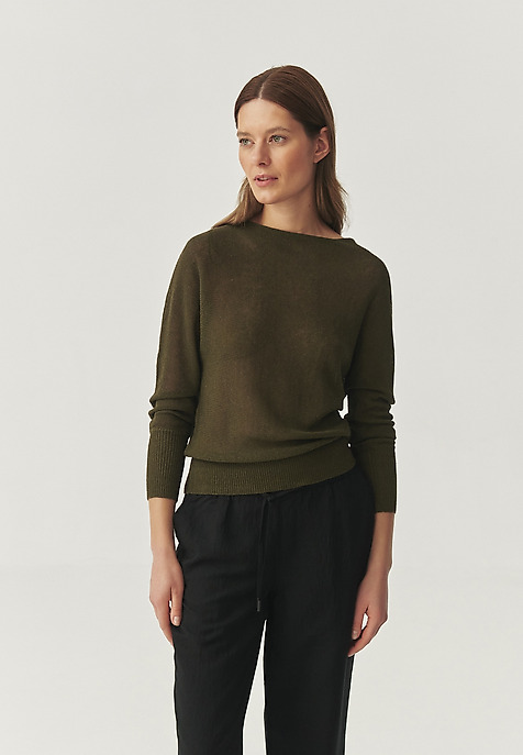 LIGHTWEIGHT LINEN AND COTTON JUMPER - NASHY KHAKI 2