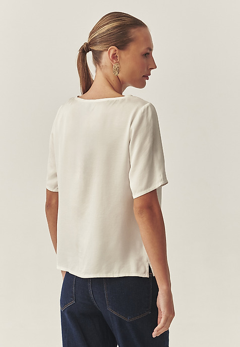 LADIES’ SHORT-SLEEVED BLOUSE - MEKJA 1 ECRU 2