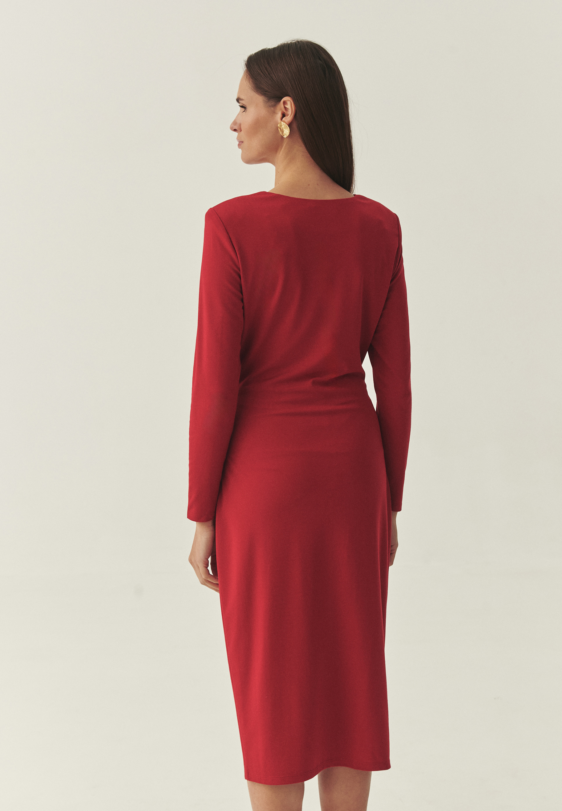 OŁÓWKOWA SUKIENKA MIDI Z DZIANINY - KOMA 1