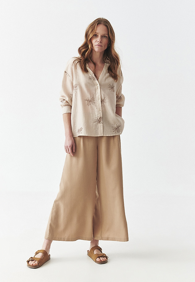 TROUSERS IN LYOCELL AND LINEN - MASKAN TROUSERS IN LYOCELL AND LINEN - MASKAN BEŻOWY 1