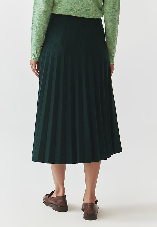 PLEATED MIDI SKIRT IN CHUNKY KNIT FABRIC — WOTO PLEATED MIDI SKIRT IN CHUNKY KNIT FABRIC — WOTO ZIELONY 3