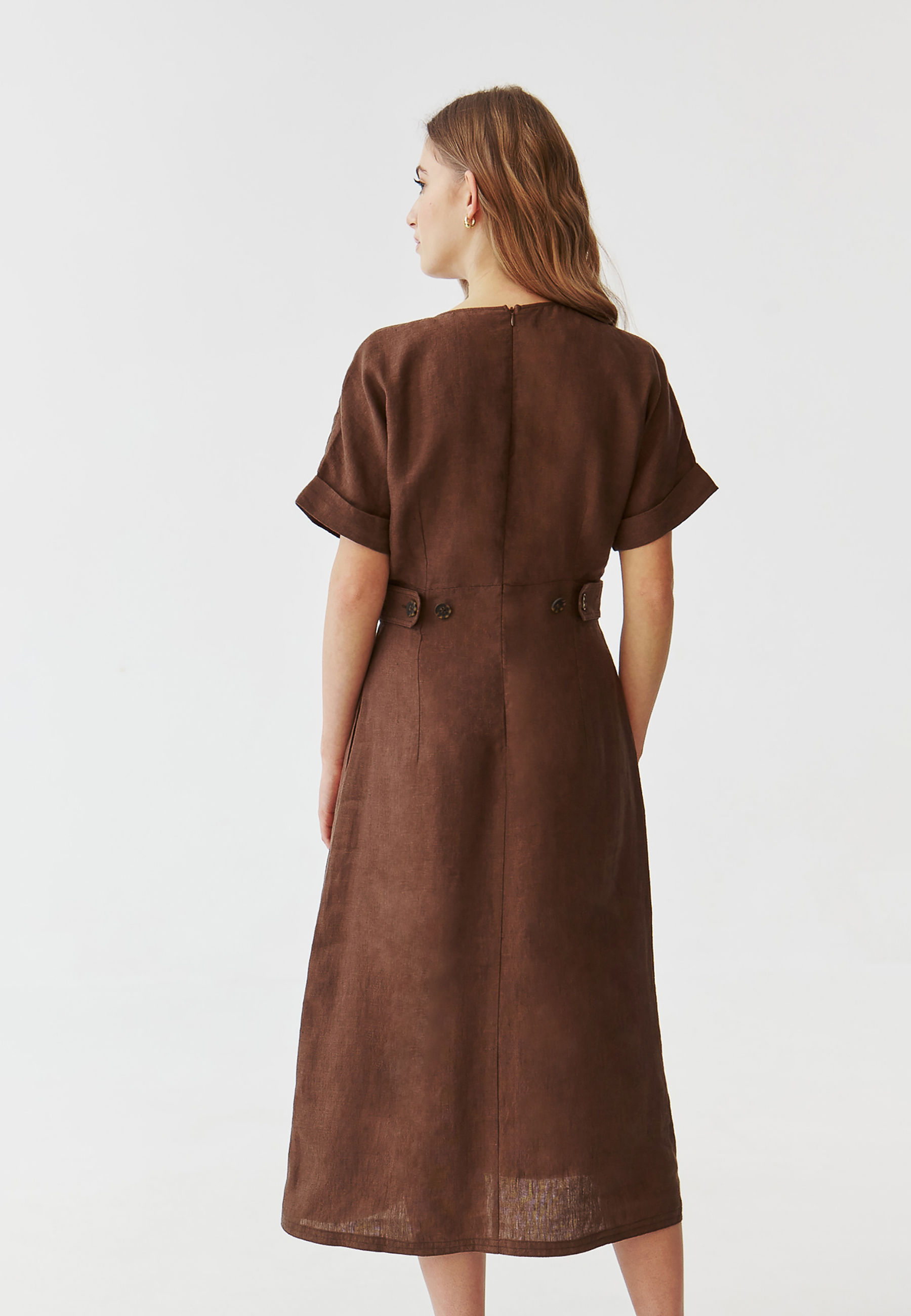 LNIANA MIDI SUKIENKA Z KRÓTKIM RĘKAWEM - ZERKINA