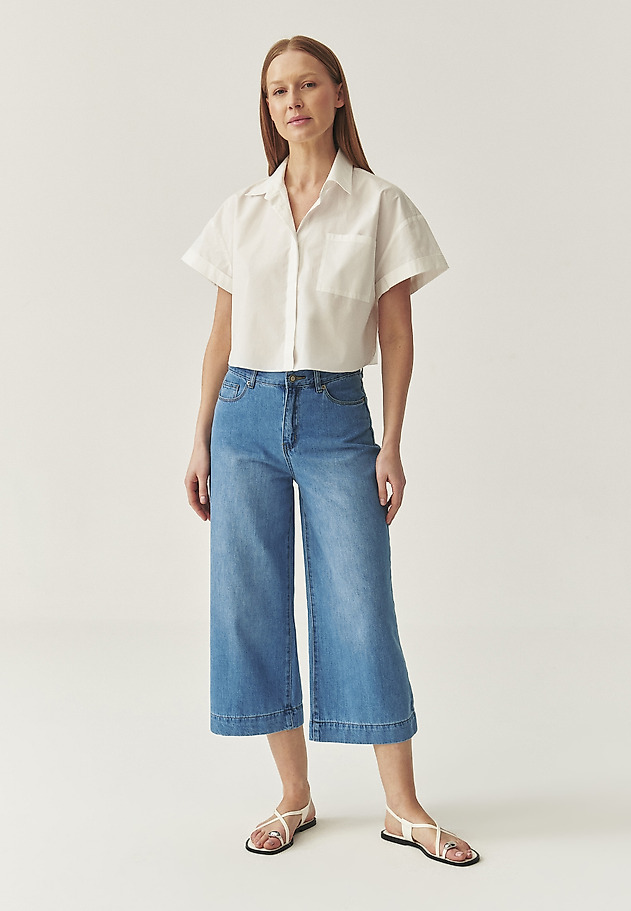 COTTON SHORT-CUT SHIRT - PANAMA COTTON SHORT-CUT SHIRT - PANAMA BIAŁY 4