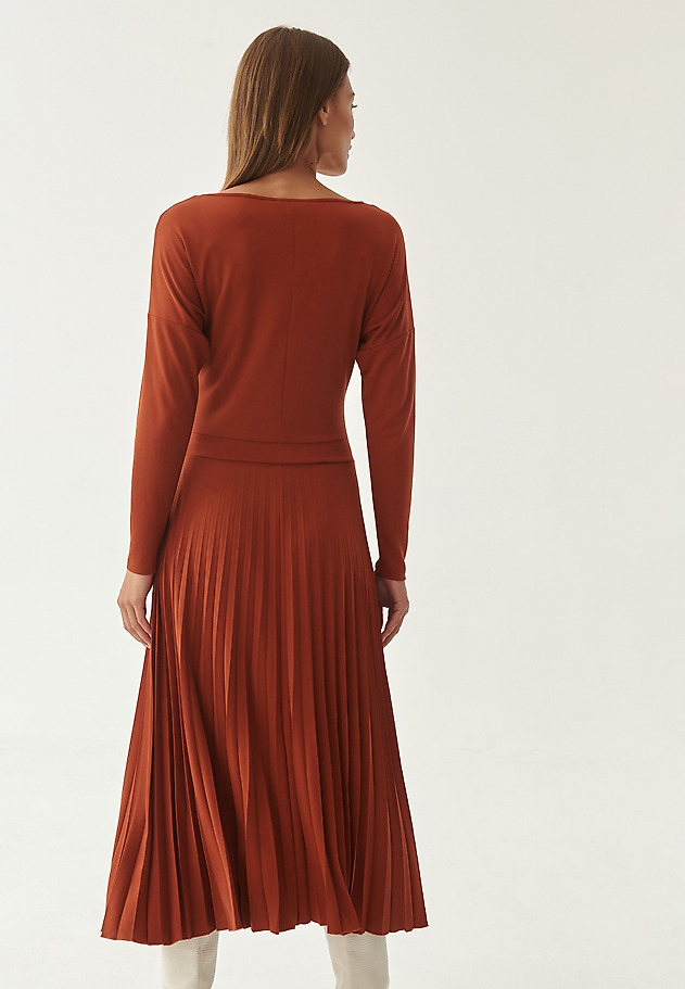 DZIANINOWA SUKIENKA DAMSKA MIDI OKSI DZIANINOWA SUKIENKA DAMSKA MIDI OKSI POMARAŃCZOWY 2