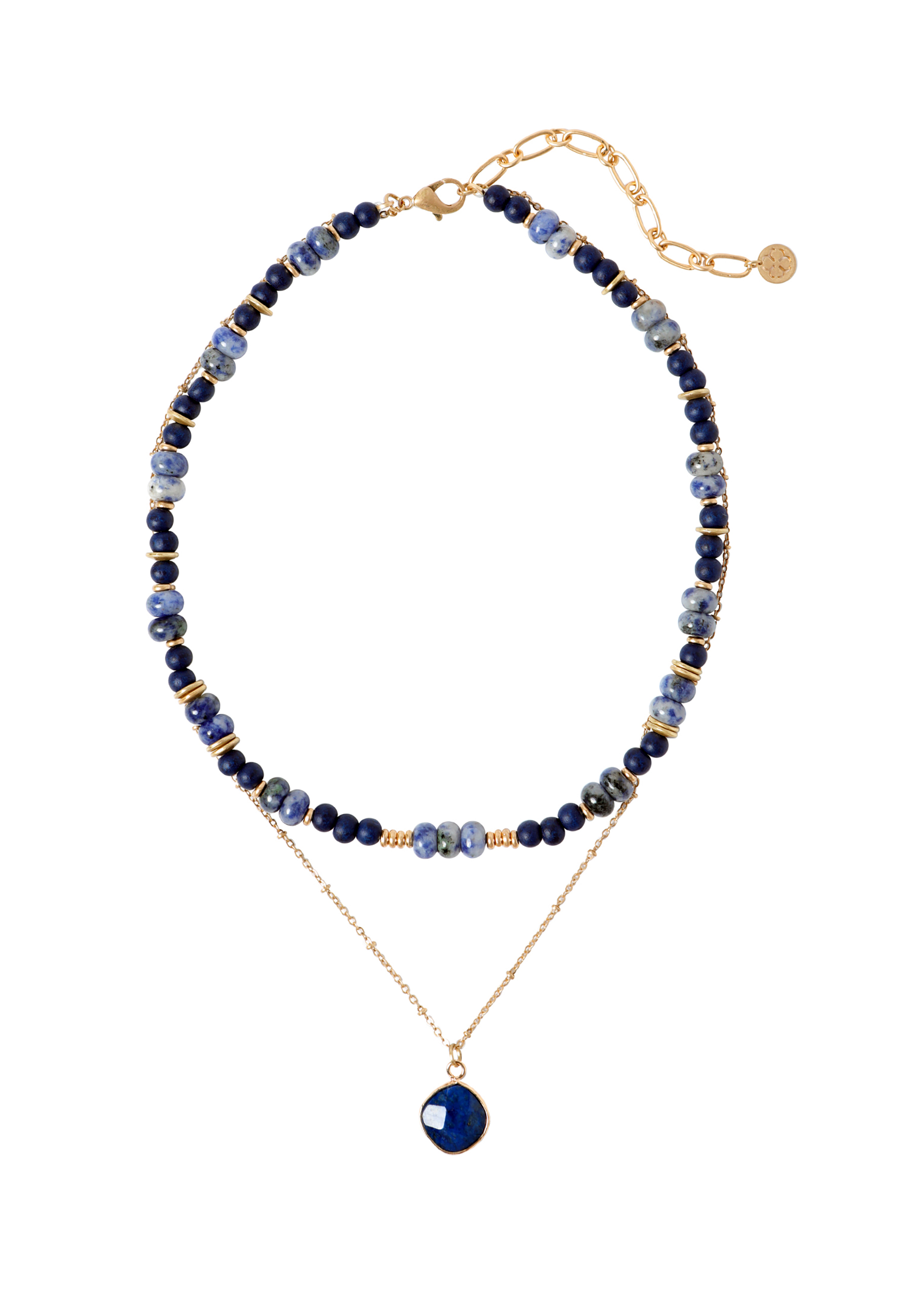 DVOJITÝ JASPISOVÝ NÁHRDELNÍK OTELO TMAVĚ MODRÁ 2