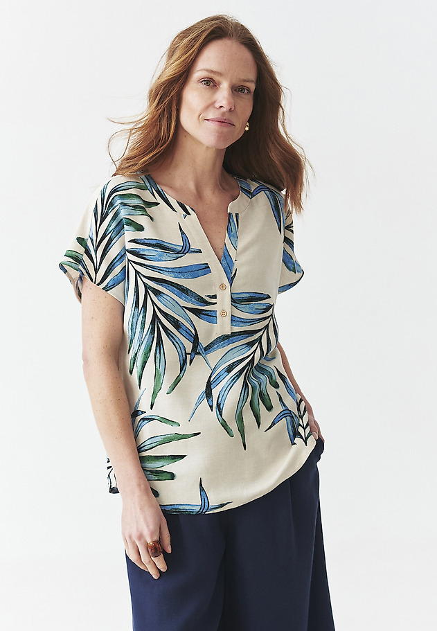 PATTERNED BLOUSE WITH LINEN AND VISCOSE - SARAKINO 1 PATTERNED BLOUSE WITH LINEN AND VISCOSE - SARAKINO 1 MULTIKOLOR 2