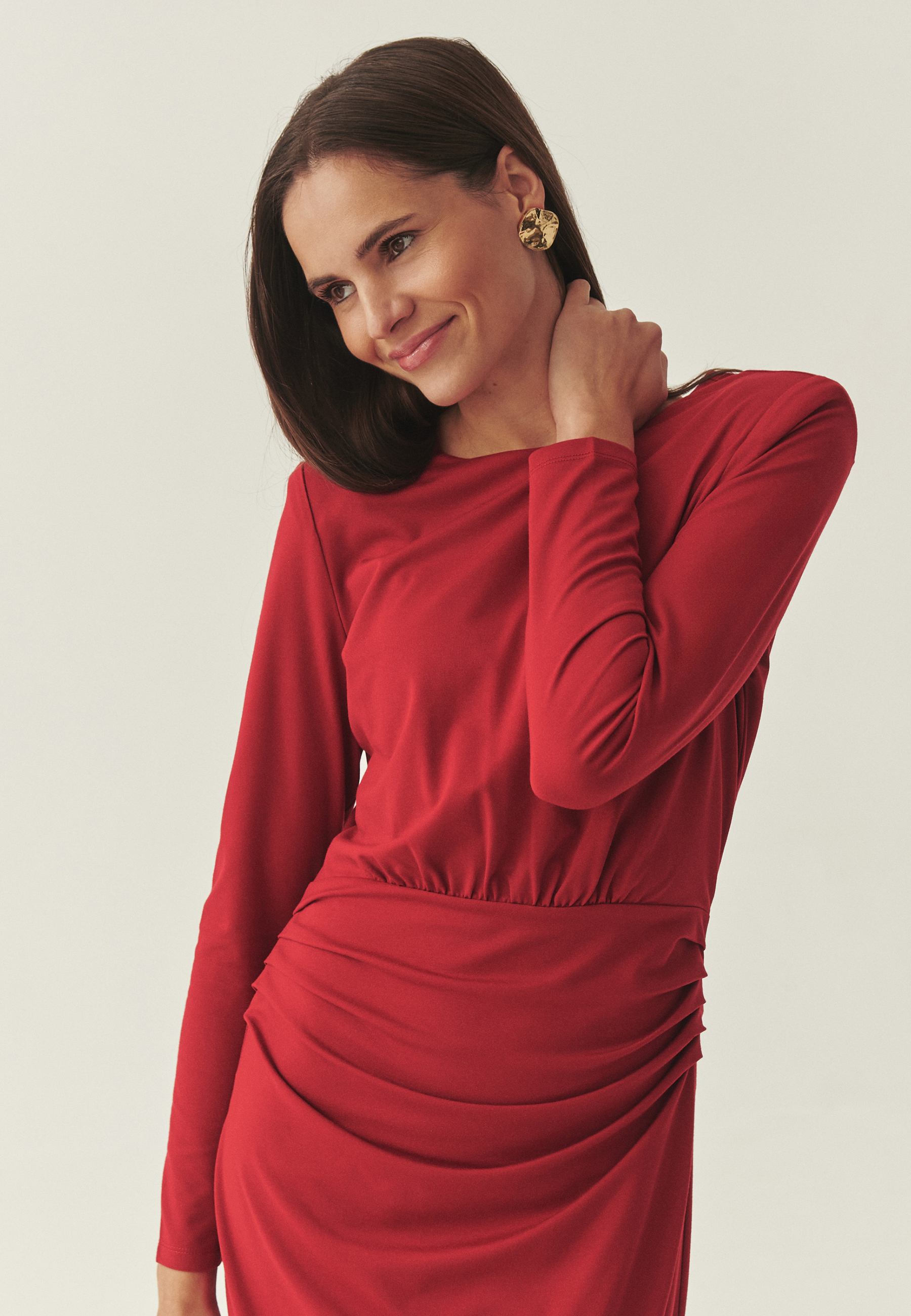 OŁÓWKOWA SUKIENKA MIDI Z DZIANINY - KOMA 1