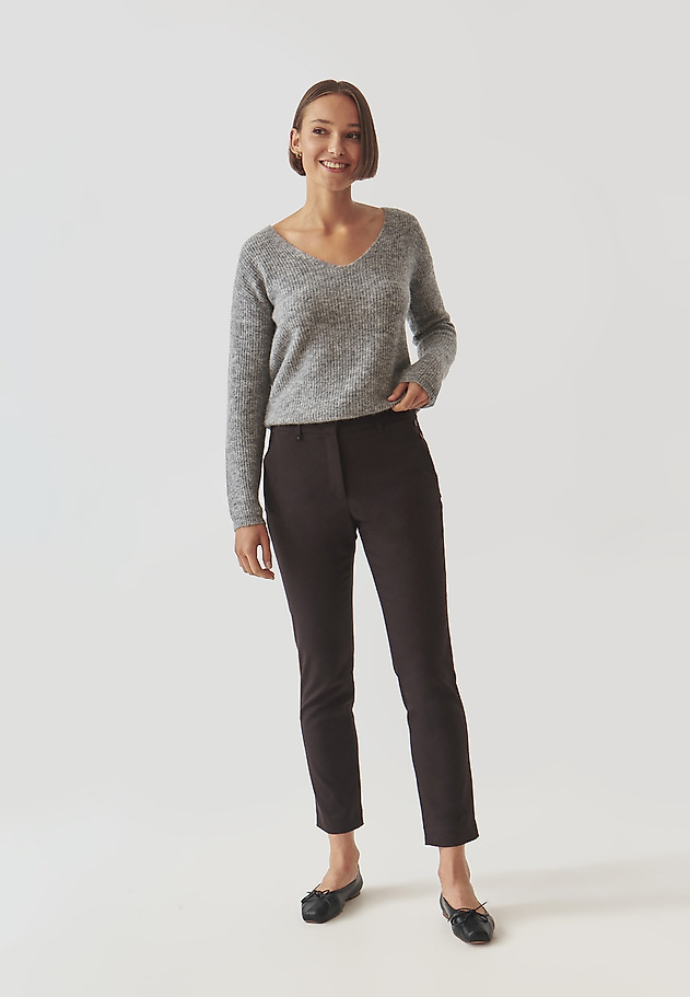 LADIES' FABRIC CIGARETTE PANTS- FILIMI LADIES' FABRIC CIGARETTE PANTS- FILIMI BROWN 1