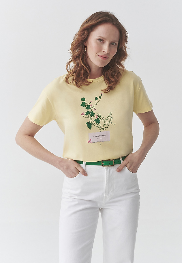 TRICOU DIN BUMBAC, CU IMPRIMEU FLORAL — MALATI TRICOU DIN BUMBAC, CU IMPRIMEU FLORAL — MALATI GALBEN 3