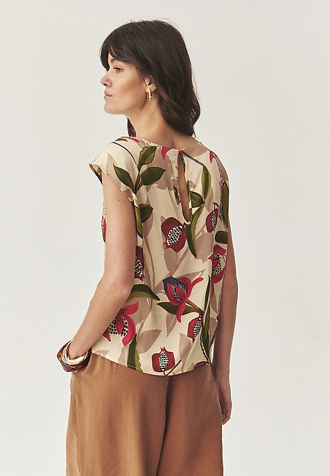 WZORZYSTA BLUZKA Z WISKOZY -  RAELA 2 BEŻOWY 2