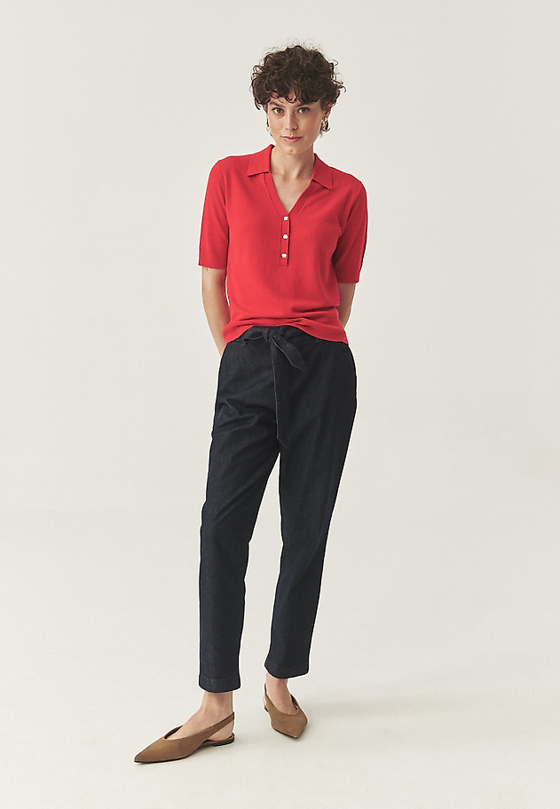 PANTALONI DIN DENIM CU CUREA - FARANA PANTALONI DIN DENIM CU CUREA - FARANA ALBASTRU 2