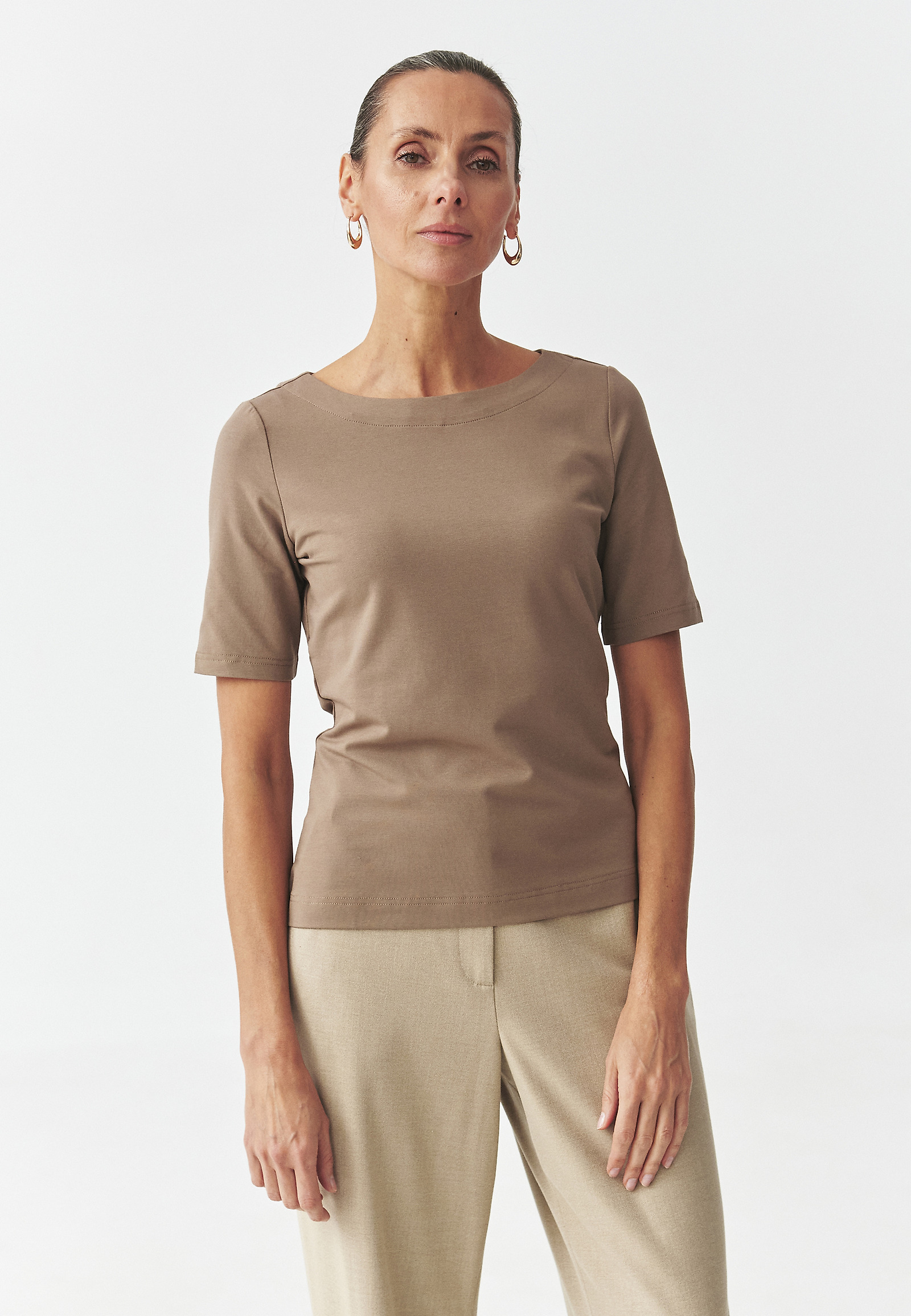 FITTED KNITTED LADY'S BLOUSE — LUMIKO FITTED KNITTED LADY'S BLOUSE — LUMIKO BEIGE 106009