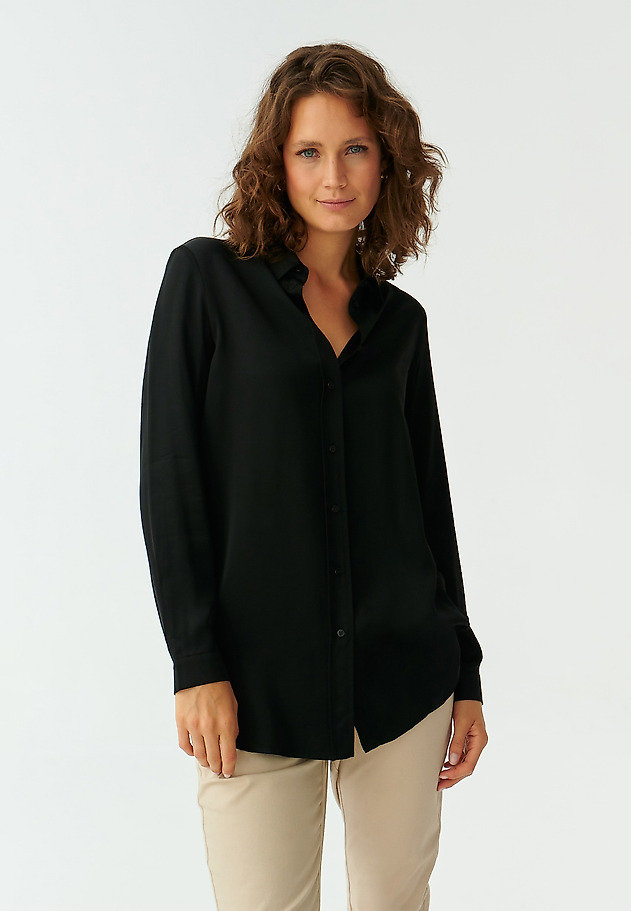LADIES’ LONG SATIN SHIRT TREALIA LADIES’ LONG SATIN SHIRT TREALIA BLACK 1