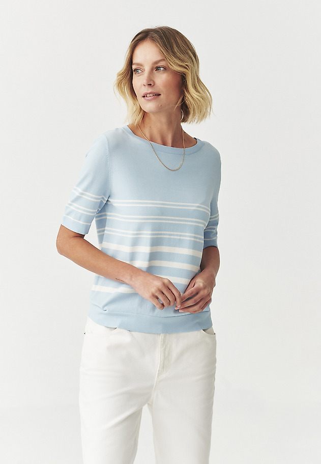 STRIPED BLOUSE — EZRA STRIPED BLOUSE — EZRA BLUE 1