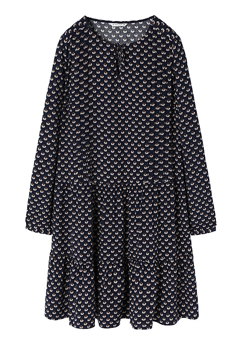 LADIES’ PATTERNED DRESS WITH LONG SLEEVES AND A DECORATIVE RUFFLE - CYNTHIA MULTICOLOR 2