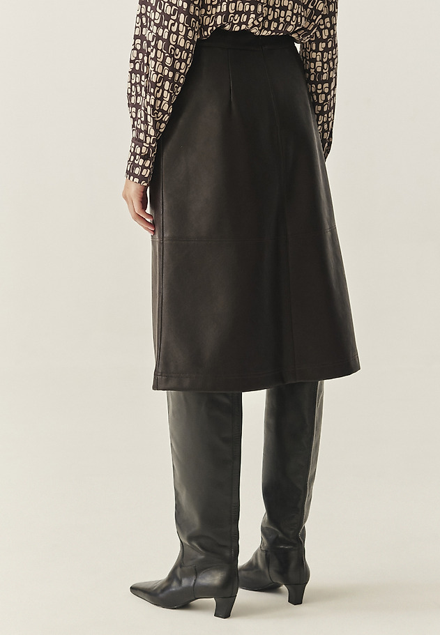 IMITATION LEATHER MIDI SKIRT - SANO IMITATION LEATHER MIDI SKIRT - SANO BROWN 3