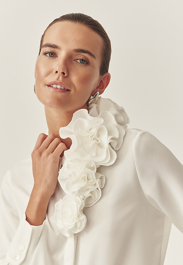 WOVEN SHIRT WITH FLORAL DETAILS - CRISTAL WOVEN SHIRT WITH FLORAL DETAILS - CRISTAL ECRU 1