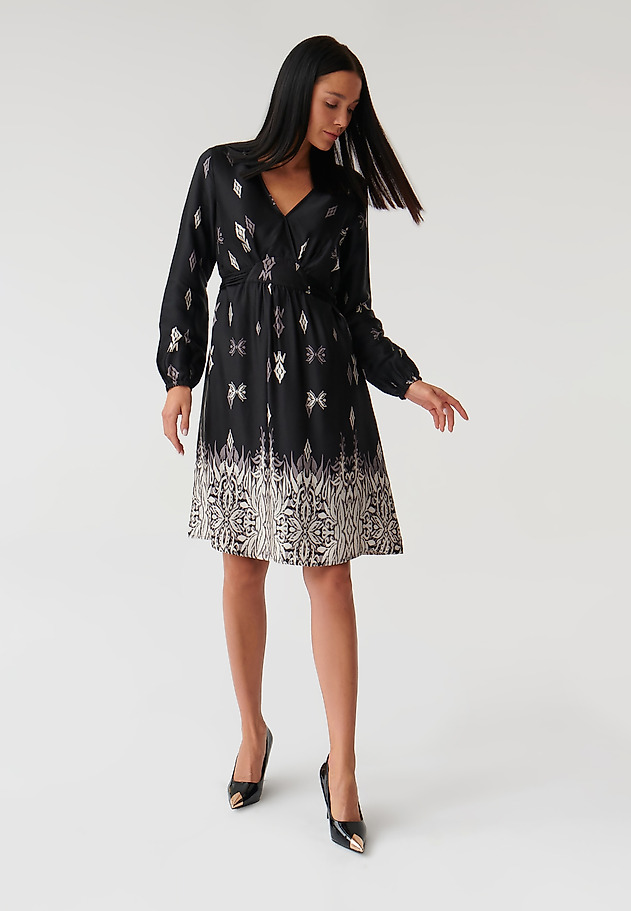 ladies viscose dresses Metallic printed viscose dress Purple For Women