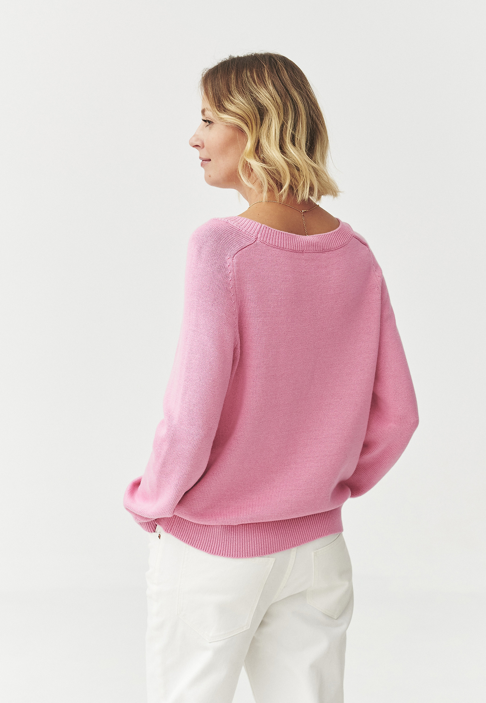 SWETER Z PRZĘDZY BAWEŁNIANO-WISKOZOWEJ — IVY SWETER Z PRZĘDZY BAWEŁNIANO-WISKOZOWEJ — IVY RÓŻOWY 106736