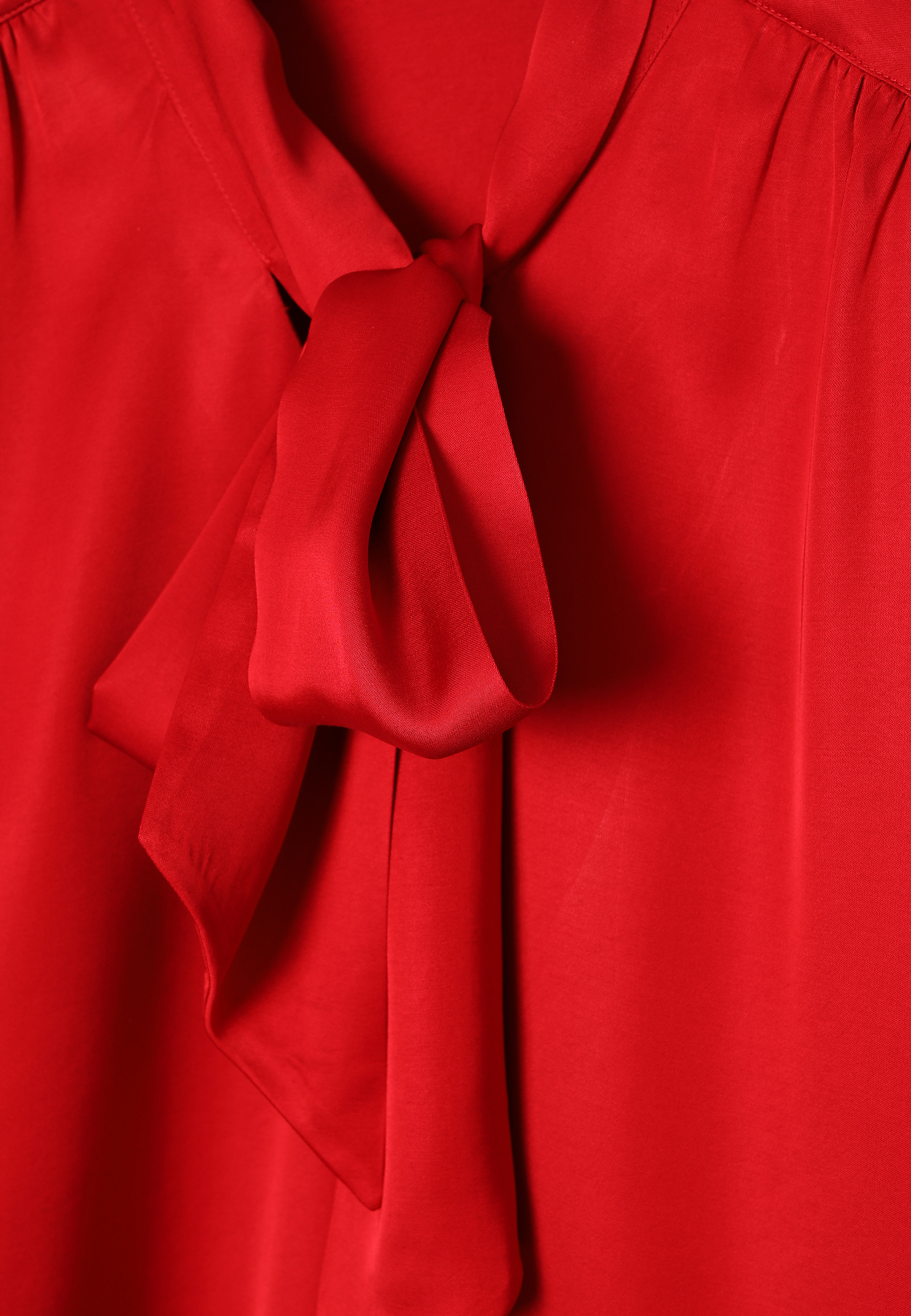 VISCOSE BLOUSE WITH DECORATIVE TIE - TIRA RED 2