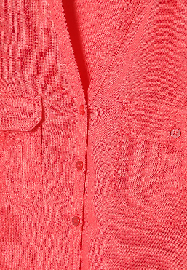 LADIES’ LINEN SHIRT WITH ROLLED-UP SLEEVES - JUSTYNA LADIES’ LINEN SHIRT WITH ROLLED-UP SLEEVES - JUSTYNA CZERWONY 6