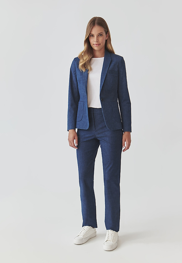 LADIES’ SUIT TROUSERS MADE FROM MELANGE FABRIC - LANKA 2 LADIES’ SUIT TROUSERS MADE FROM MELANGE FABRIC - LANKA 2 NIEBIESKI 1