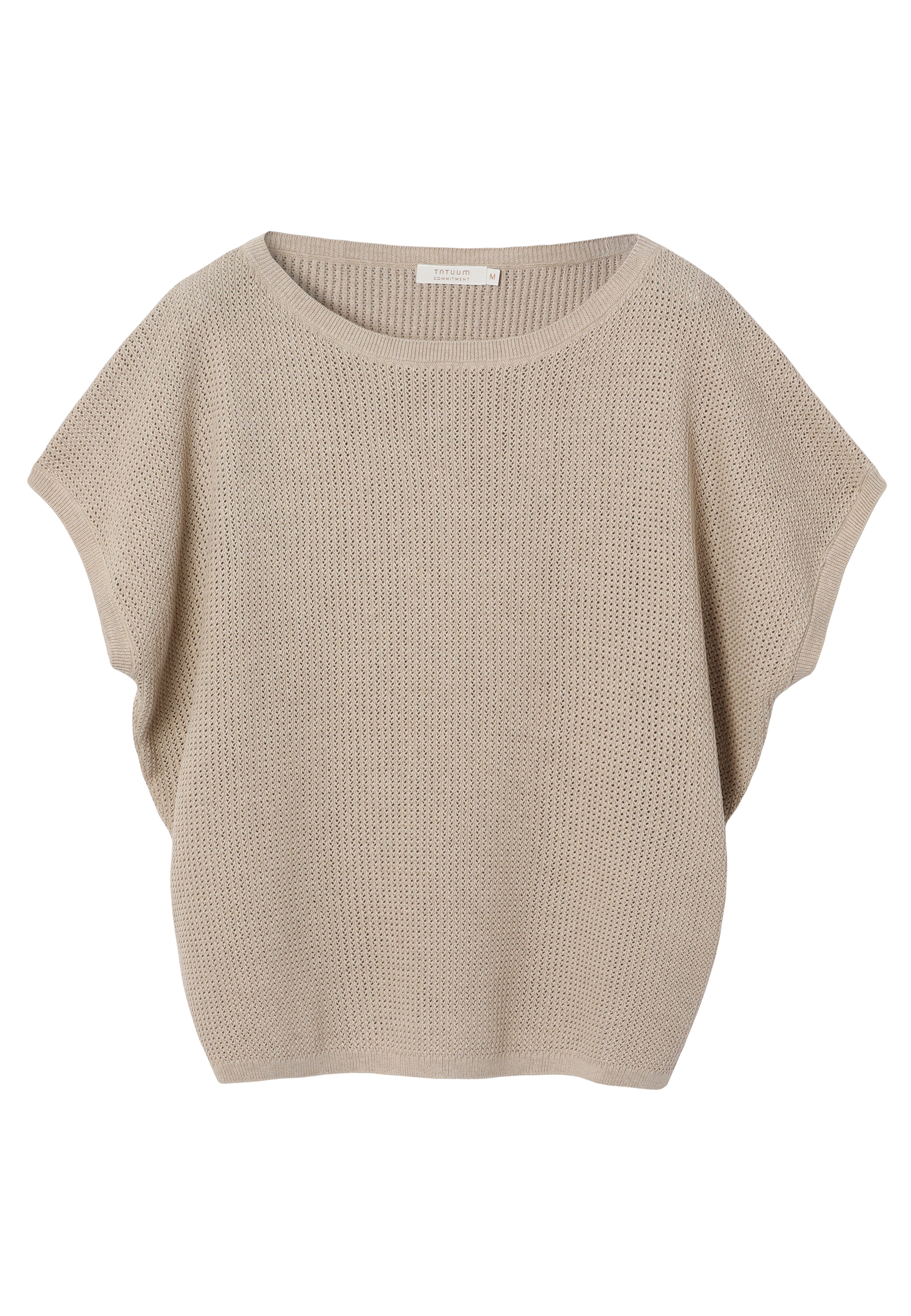 BAWEŁNIANA BLUZKA Z KRÓTKIM RĘKAWEM - RINI BEŻOWY 2