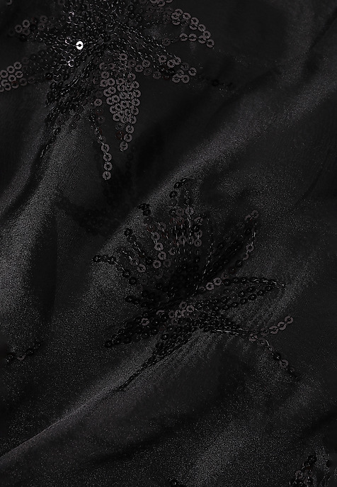 LADIES' SHORT WOVEN SHIRT WITH SEQUIN PATTERN — BRINI BLACK 2