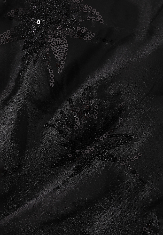 LADIES' SHORT WOVEN SHIRT WITH SEQUIN PATTERN — BRINI LADIES' SHORT WOVEN SHIRT WITH SEQUIN PATTERN — BRINI BLACK 8