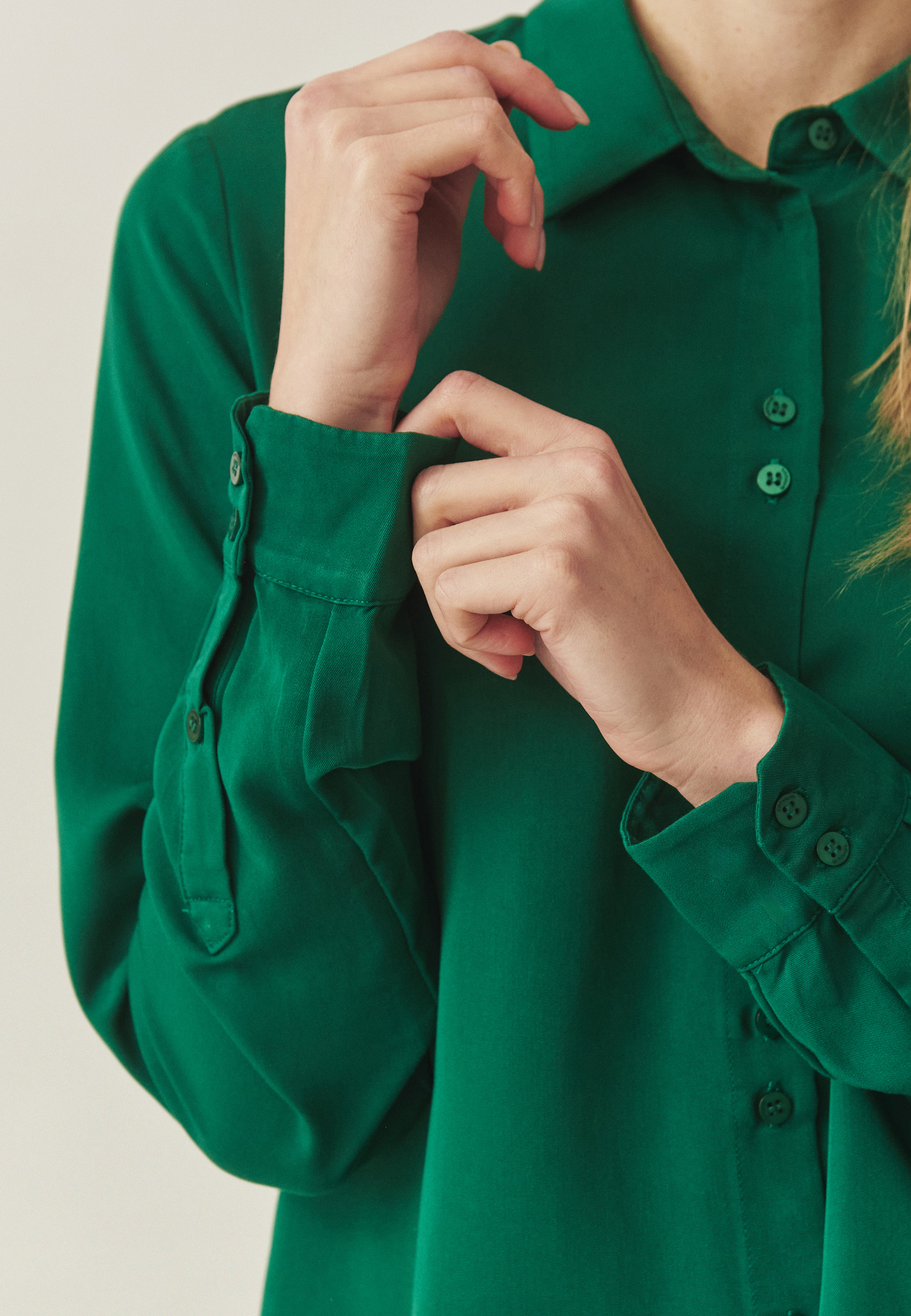 CĂMAȘĂ DIN ȚESĂTURĂ, CU MÂNECĂ LUNGĂ — ENMO VERDE 2